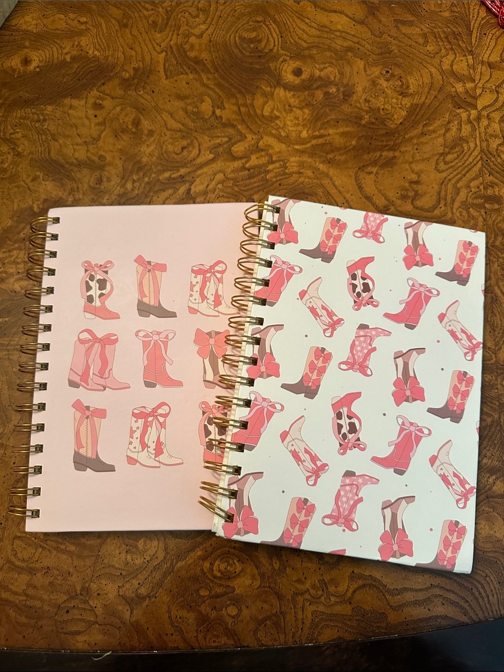 Pink Cowgirl Boot Spiral Notebook journals, adults and/or kids